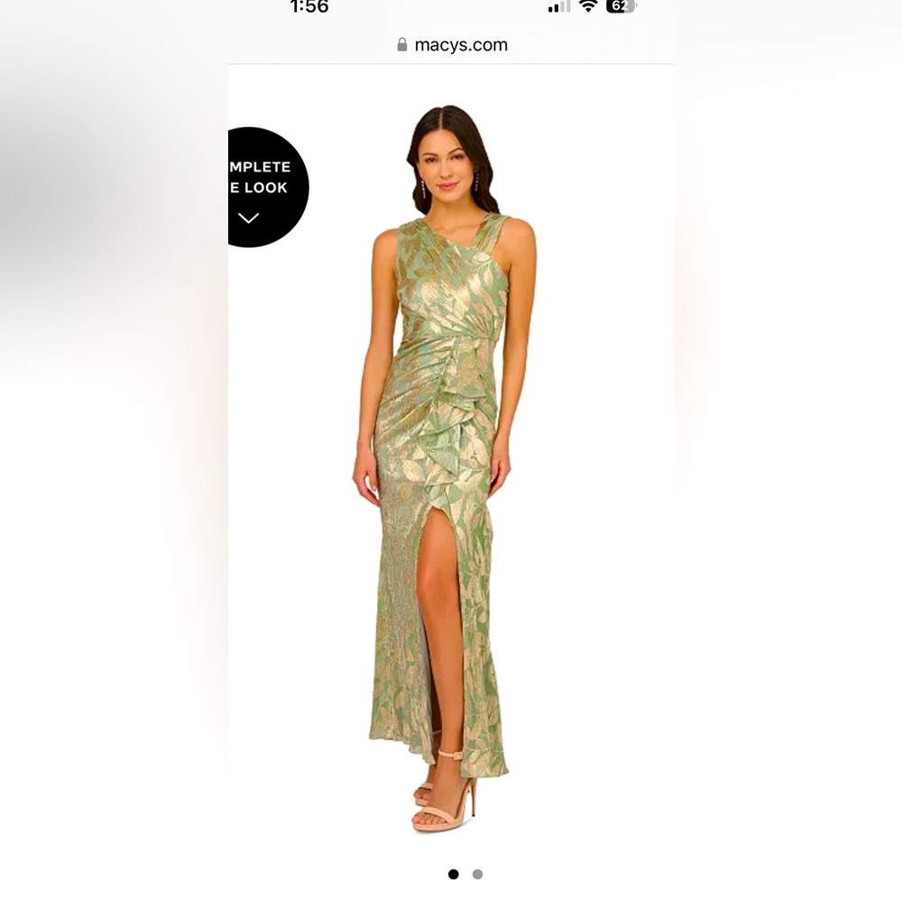 Adrianna Papal long dress with slit up the side. wedding appropriate.